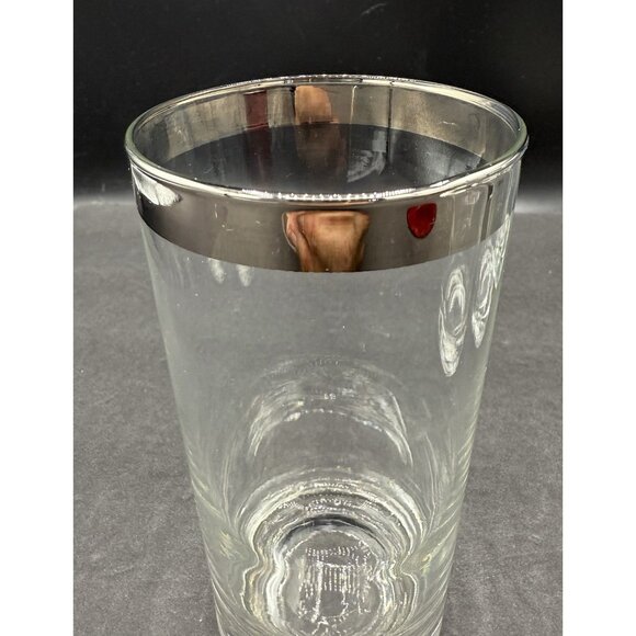 Set of 4 Vintage MCM Dorothy Thorpe 12 Oz. Silver Band Rim Highball Glasses - Picture 3 of 6